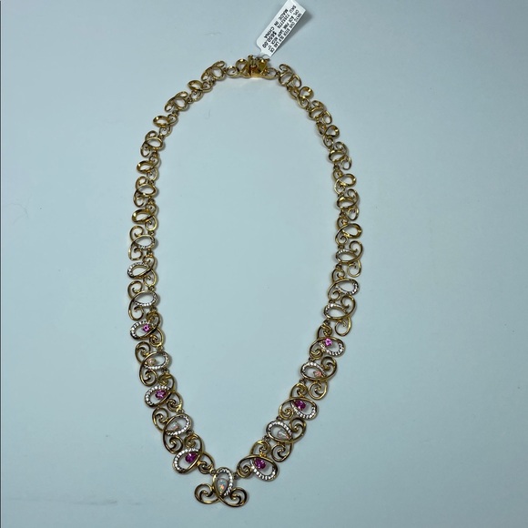 NWT 18k GP Swirl Pink Gold Necklace - Picture 4 of 7